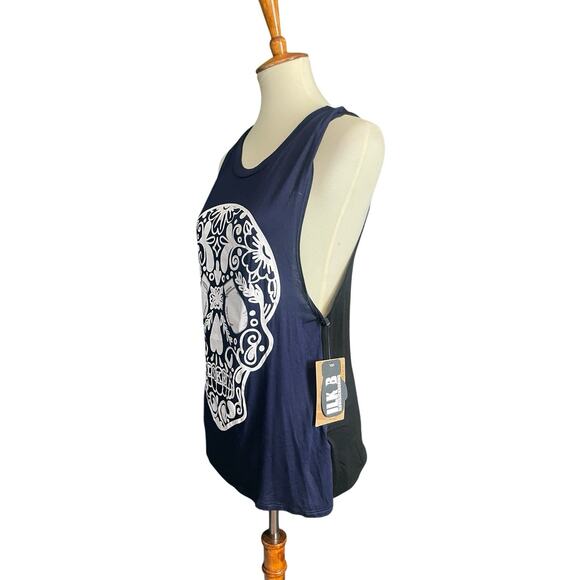 ILK I LOVE KICKBOXING Tank Top Blue Size S Fitness Workout Gym NWT Skull - Picture 4 of 5